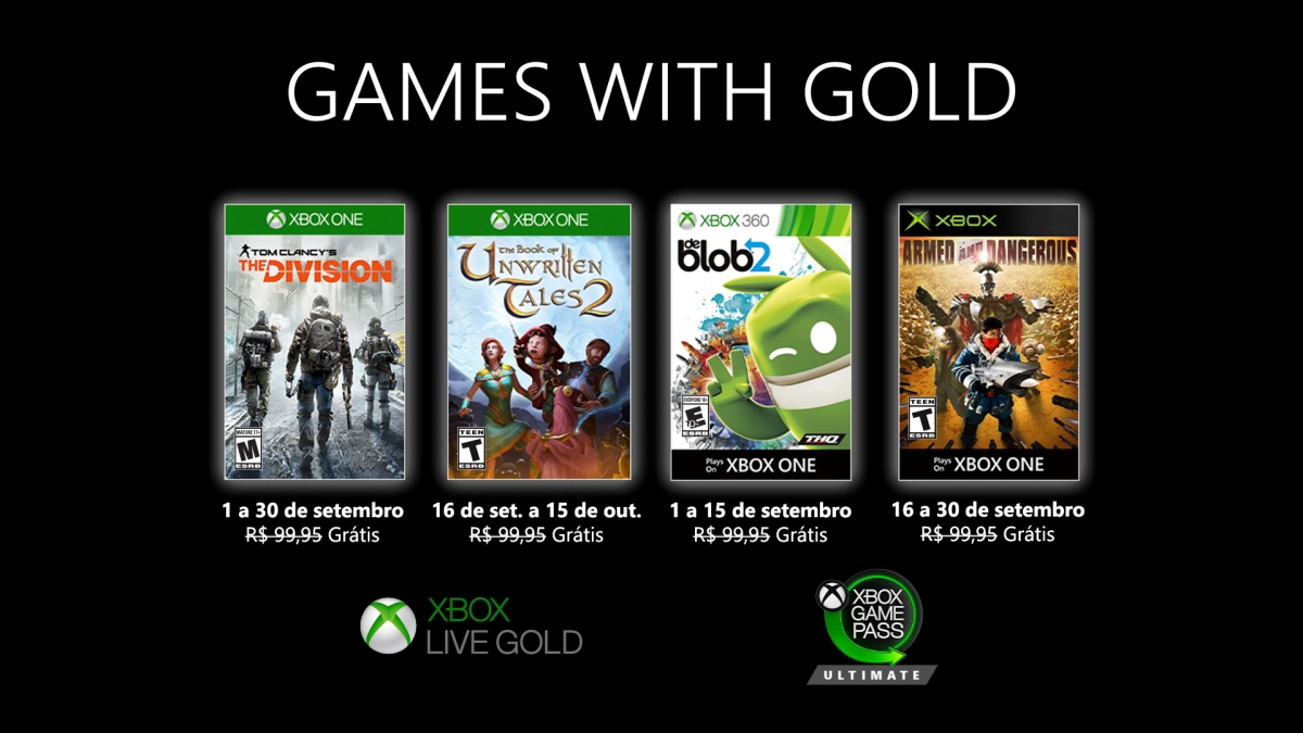 Esteja atento às datas para resgatar os Games with Gold de setembro. (Imagem: Divulgação)