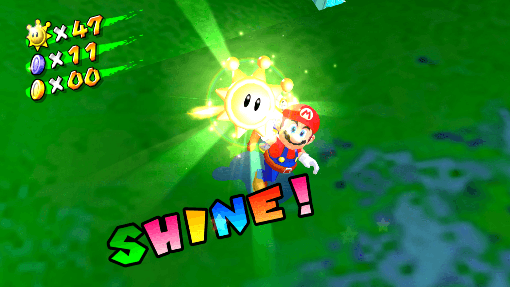 Procure 120 Shines (em vez de estrelas) em Super Mario Sunshine. (Imagem: Reprodução)