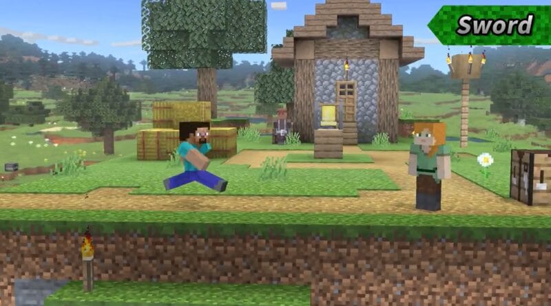 Steve, de Minecraft, agora é um dos lutadores em Super Smash Bros. Ultimate. (Imagem: Divulgação)