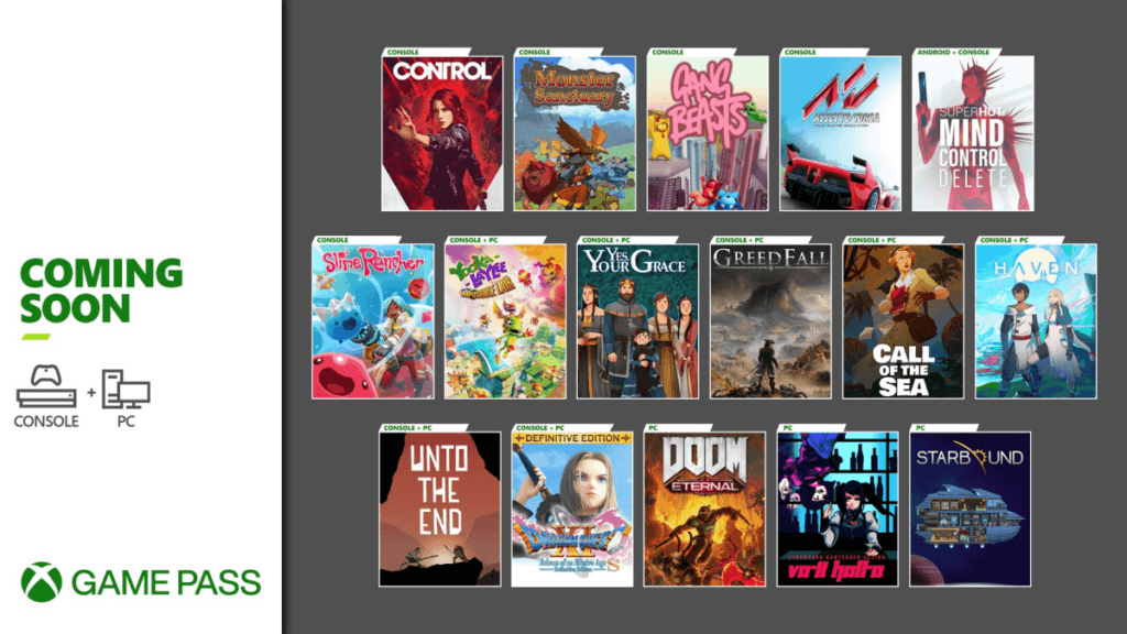 Os destaques do Xbox Game Pass em dezembro são Control e DOOM Eternal, mas uma ótima seleção chega à biblioteca. (Imagem: Divulgação)