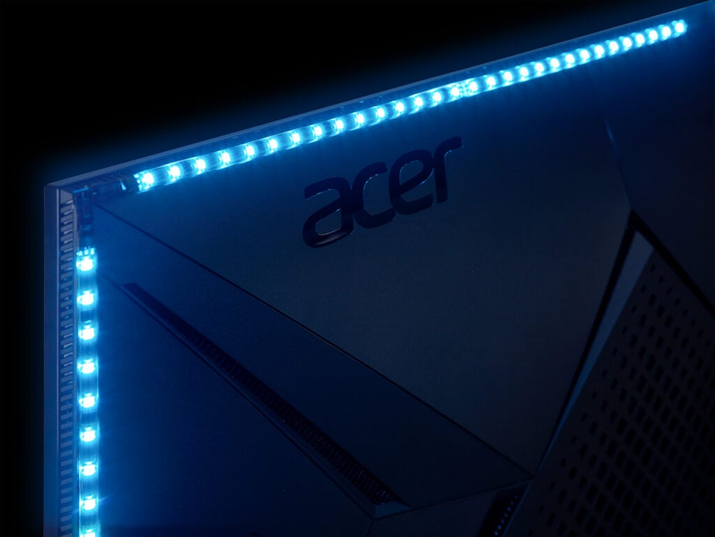 Predator CG437K S conta com faixas de iluminação RGB que podem ser sincronizadas com música e mídia. (Imagem: Divulgação/Acer)