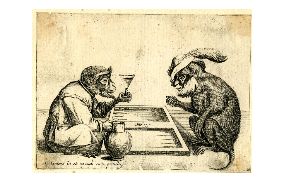 Macacos jogando gamão. Gamão? (Imagem: Domínio Público / The British Museum)