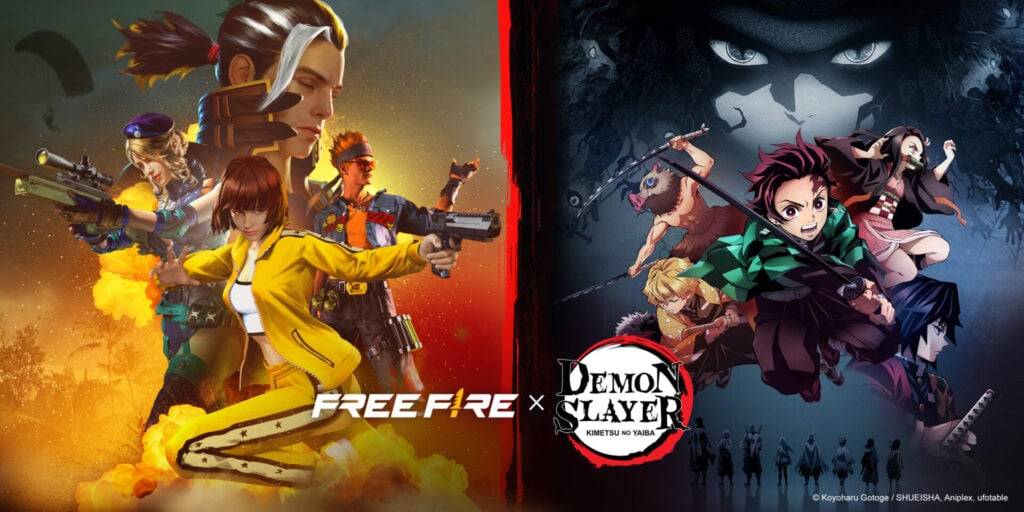 Free Fire e Demon Slayer: Kimetsu no Yaiba