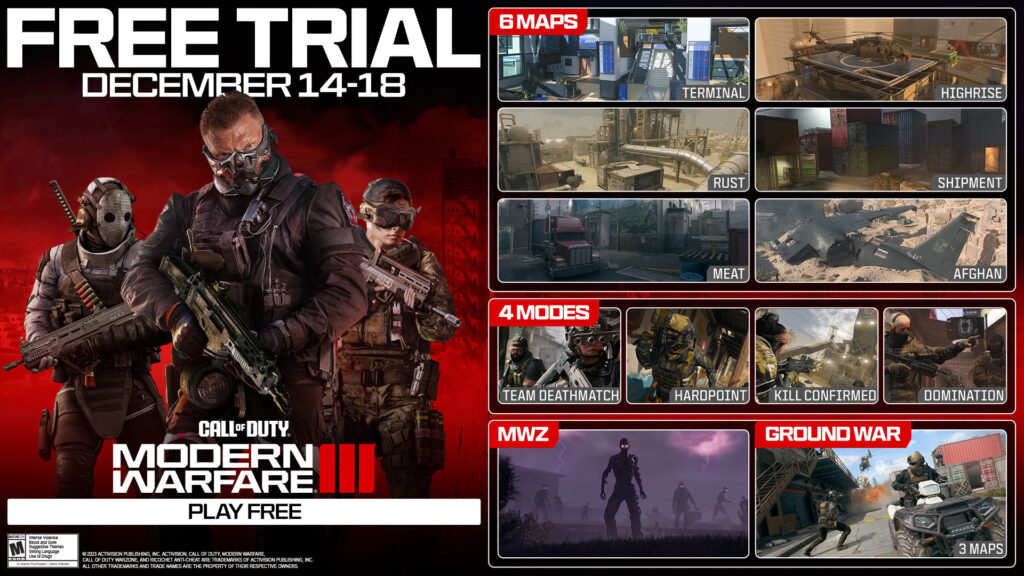 Acesso gratuito à Temporada 1 de Call of Duty: Modern Warfare III de 14 a 18  de dezembro