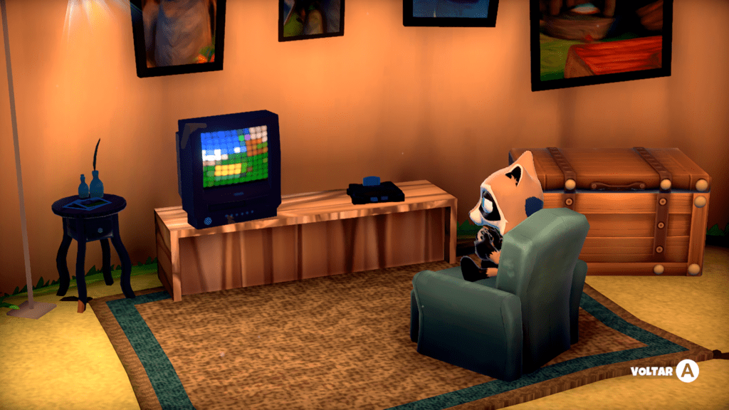 Raccoo Venture jogando Nintendo 64
