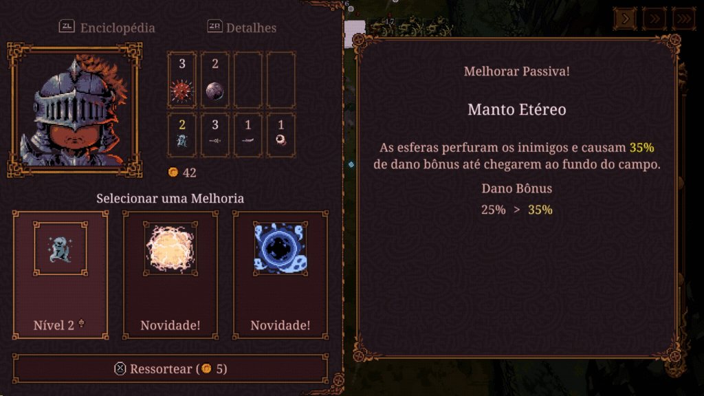 ball x pit Sistema de melhorias com níveis de experiência, o coração das estratégias do jogo.
(Imagem: Reprodução / Carlos Maestre)