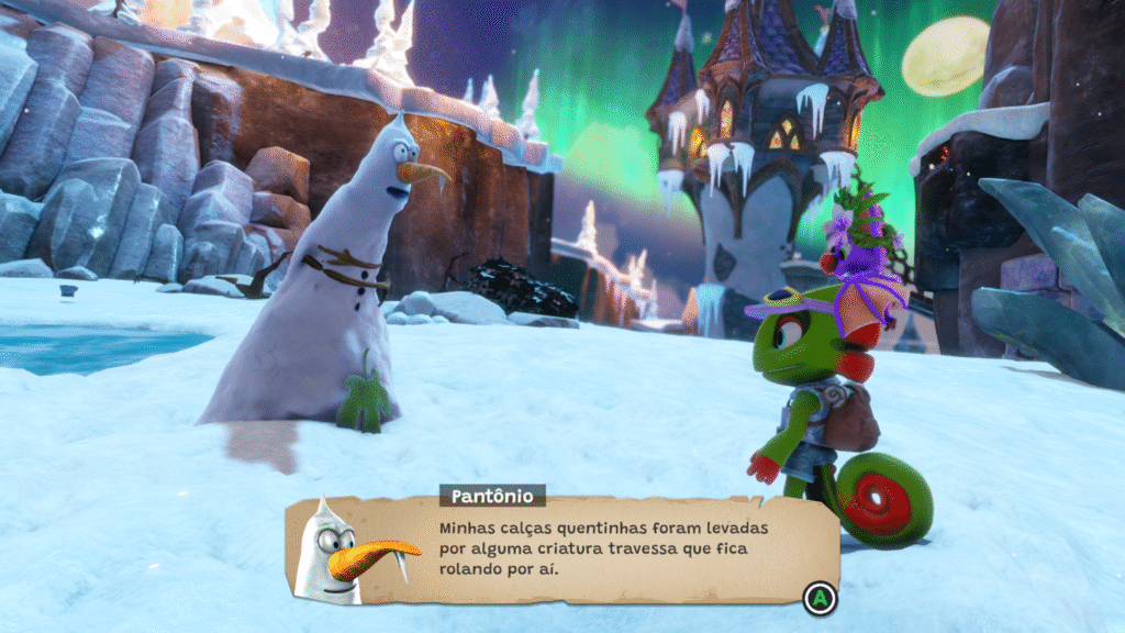 Yooka Irretocável e engraçado, das falas aos visuais, assim é o elenco de Yooka-Replaylee. (Imagem: Reprodução / Carlos Maestre)