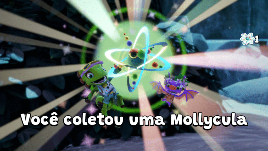 Yooka As transformações voltam com tudo: cada Mollycula encontrada libera uma forma diferente e divertida para explorar os mundos. (Imagem: Reprodução / Carlos Maestre)