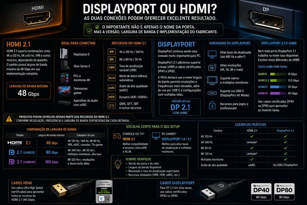 Melhor monitor para PC gamer guia completo para fazer a escolha certa displayport ou hdmi