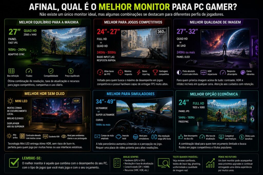 Melhor monitor para PC gamer guia completo para fazer a escolha certa melhor monitor