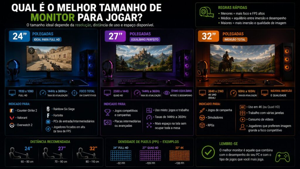 Melhor monitor para PC gamer guia completo para fazer a escolha certa melhor tamanho de monitor para jogar