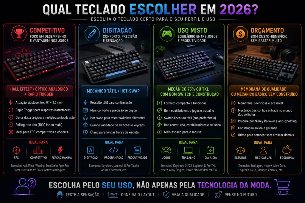 teclado mecânico Teclado mecânico entenda switches, Hall Effect, ópticos e o que isso muda nos jogos